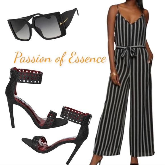 Striped Crepe Knit Tie Waist Jumpsuit - Picture 4 of 6